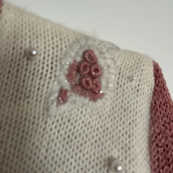 Rare 90s Braemar Jeremy Scott Angora Sweater Puff Shoulder, Pearl Beads Sz M - Picture 3 of 14